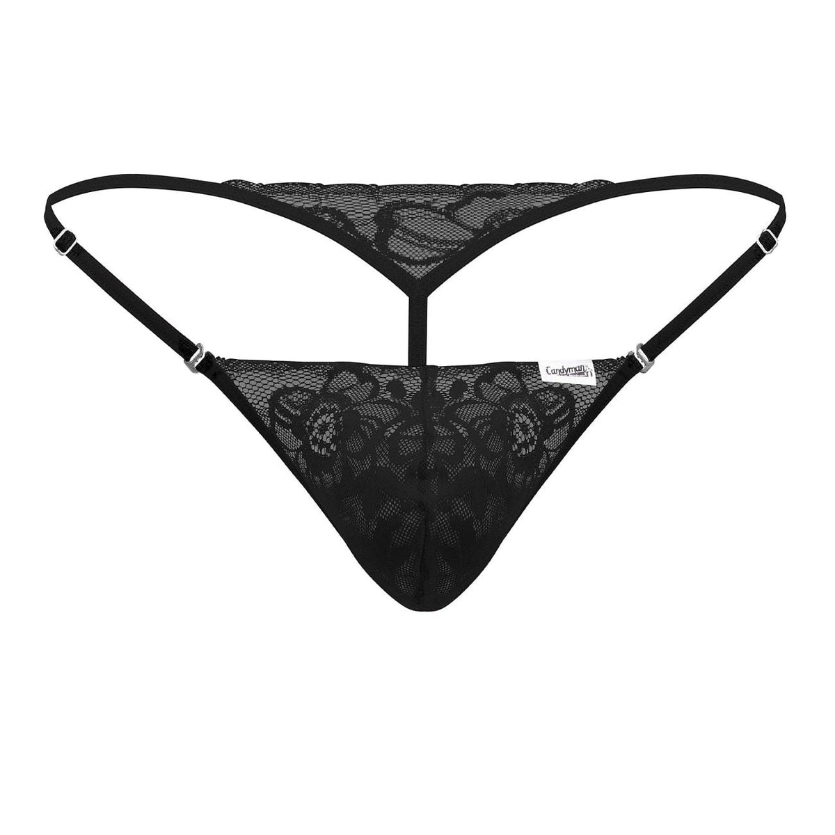 CandyMan Men's Underwear 99685 Lace Thongs Color Black