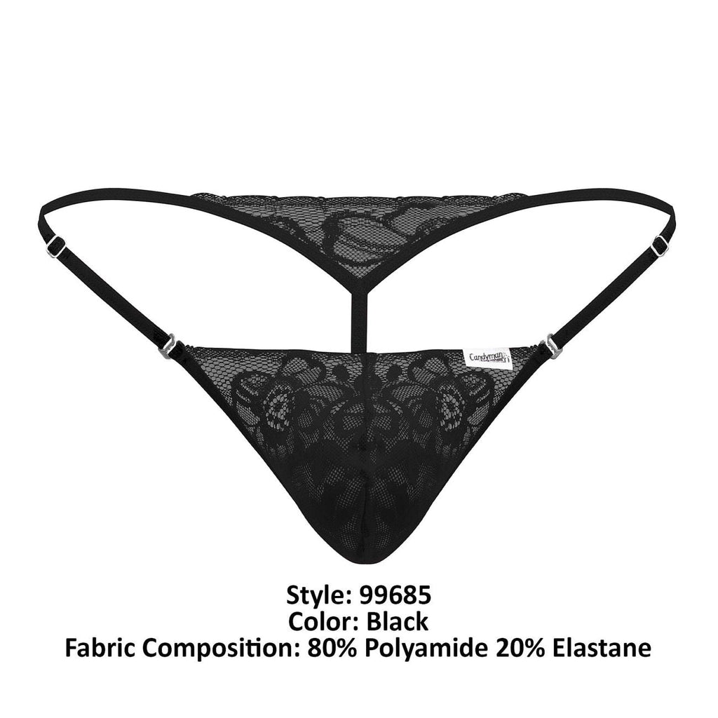 CandyMan Men's Underwear 99685 Lace Thongs Color Black