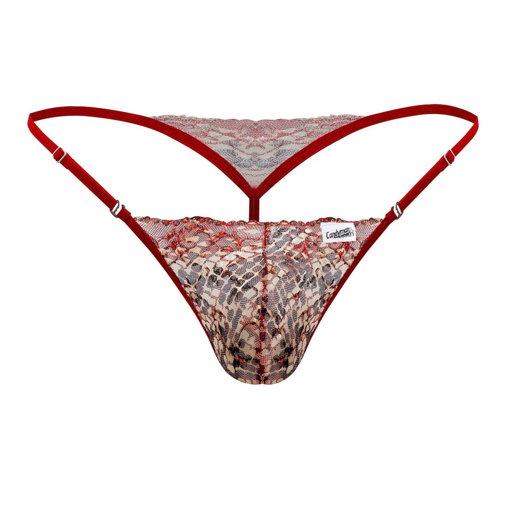 CandyMan Men's Underwear 99685 Lace Thongs Color Red