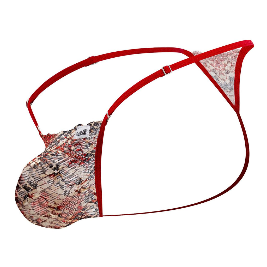CandyMan Men's Underwear 99685 Lace Thongs Color Red