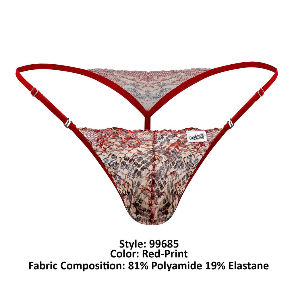 CandyMan Men's Underwear 99685 Lace Thongs Color Red
