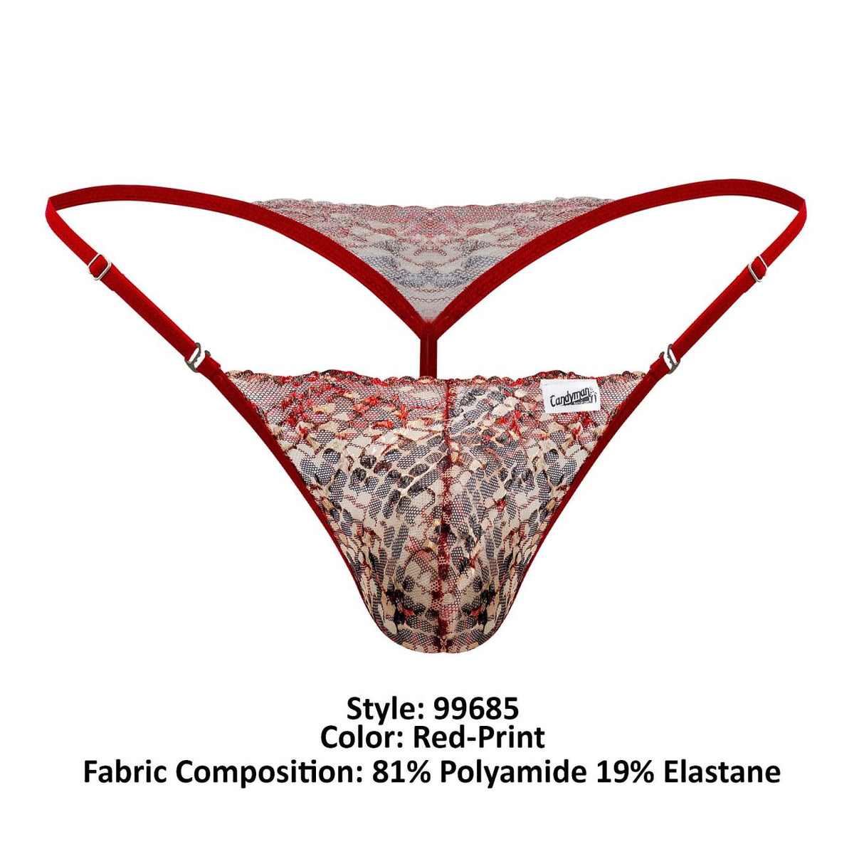 CandyMan Men's Underwear 99685 Lace Thongs Color Red