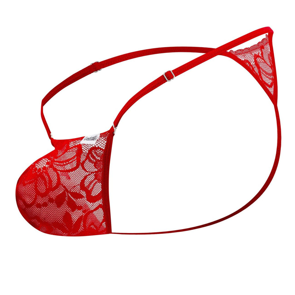 CandyMan Men's Underwear 99685 Lace Thongs Color Red