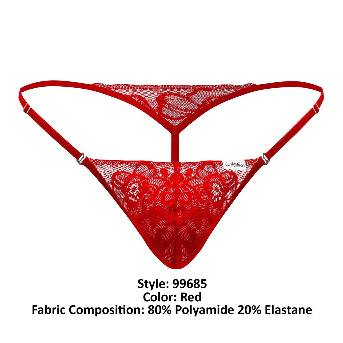 CandyMan Men's Underwear 99685 Lace Thongs Color Red