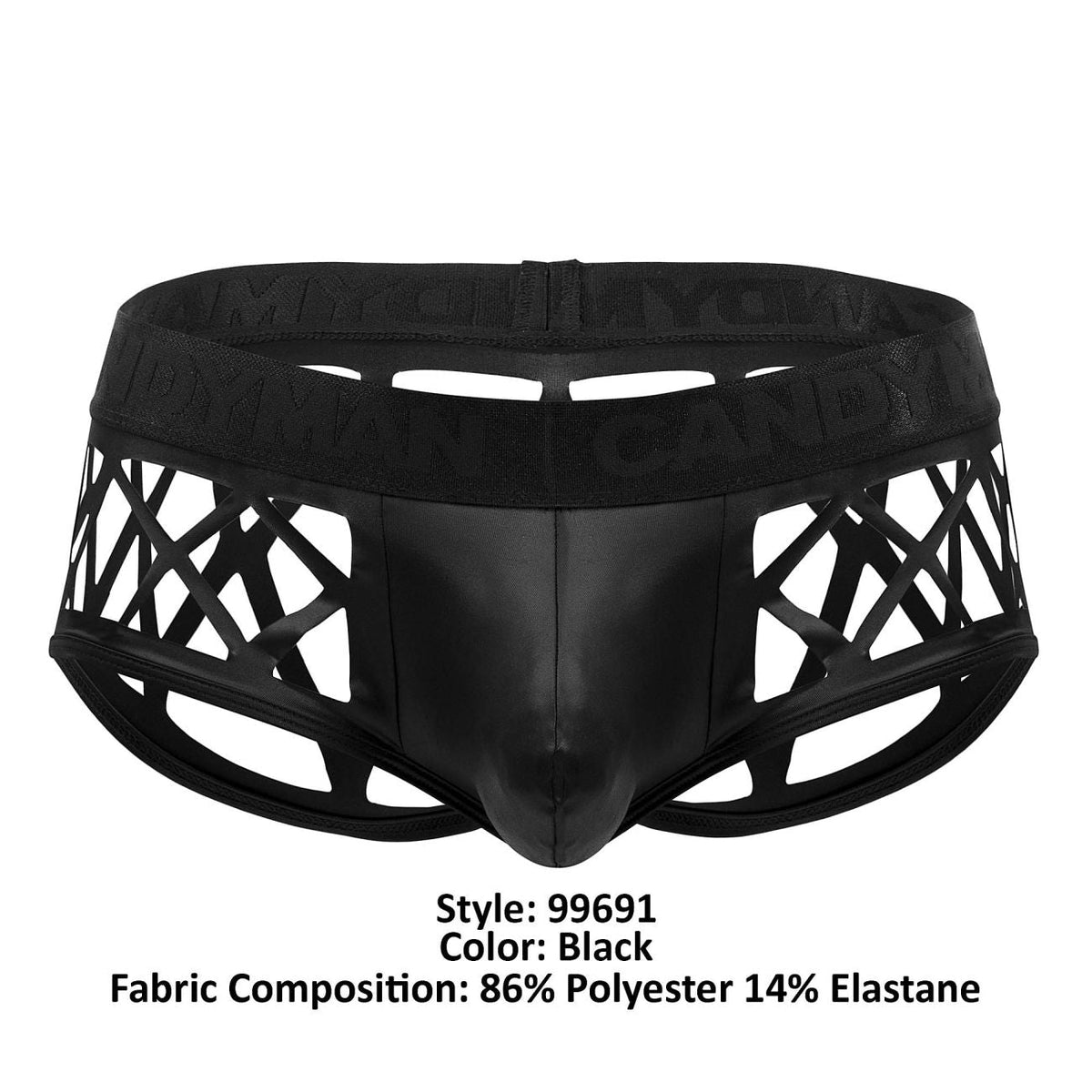 CandyMan Men's Underwear 99691 Cage Trunks Color Black