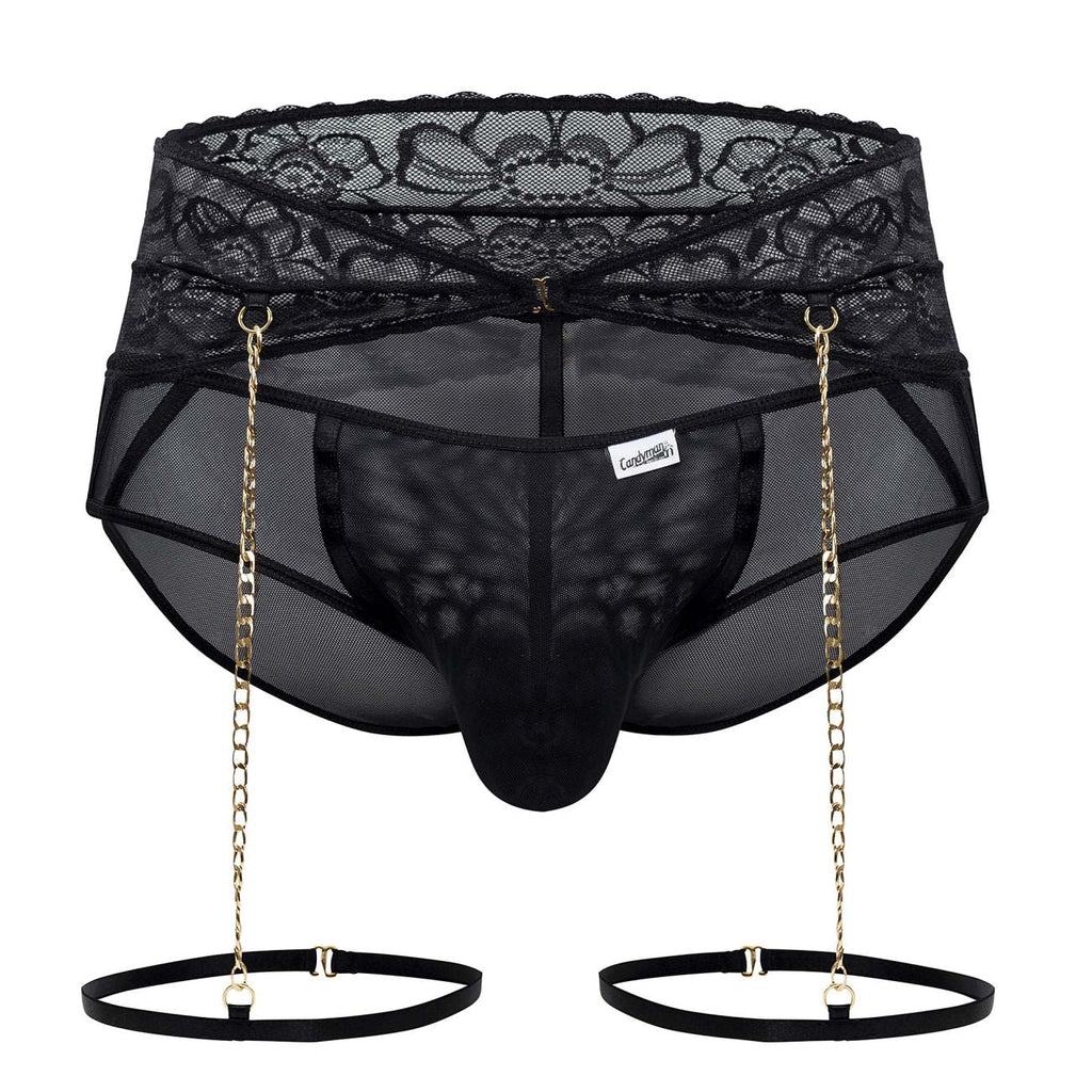 CandyMan Men's Underwear 99703X Garter Briefs Two Piece Set Color Black