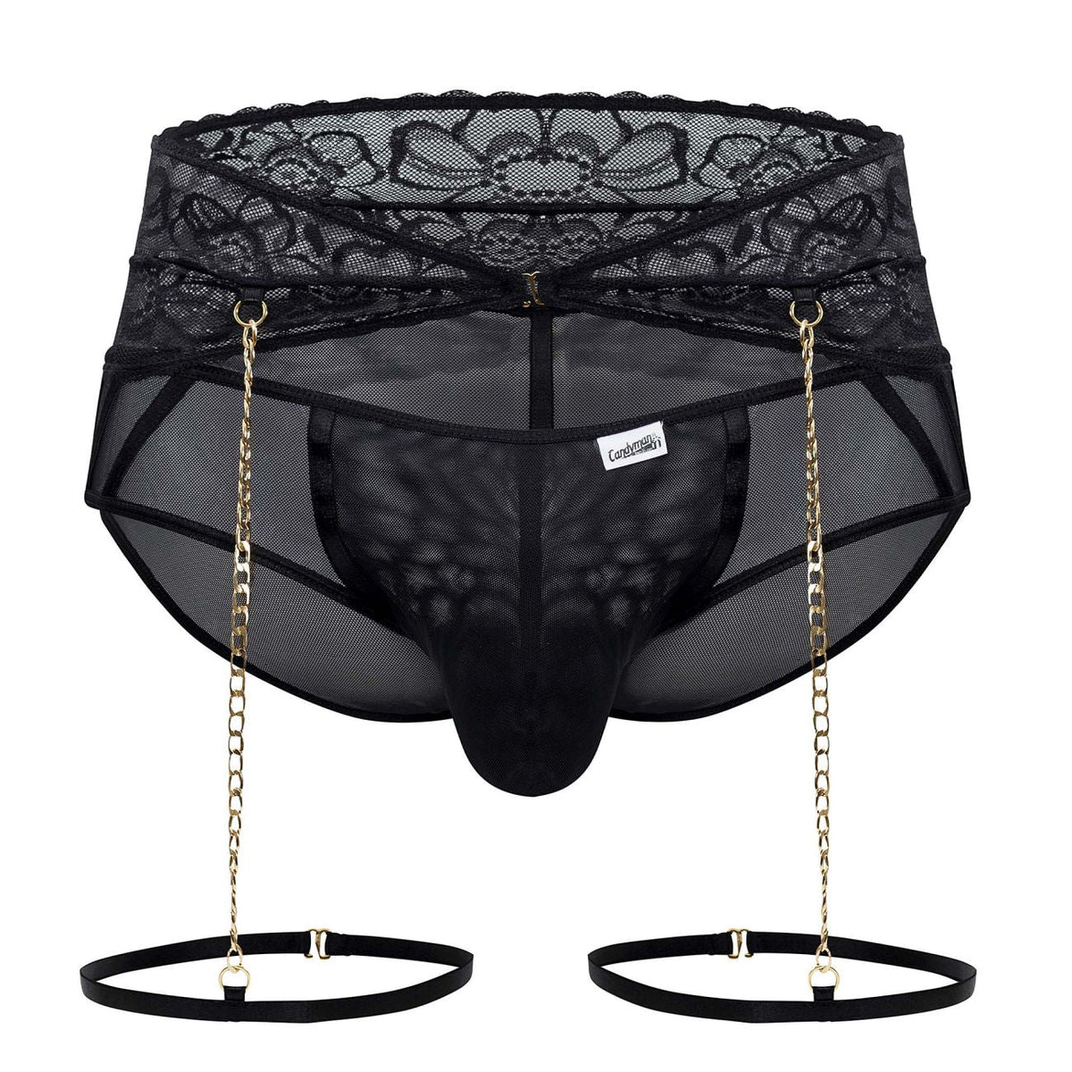 CandyMan Men's Underwear 99703X Garter Briefs Two Piece Set Color Black