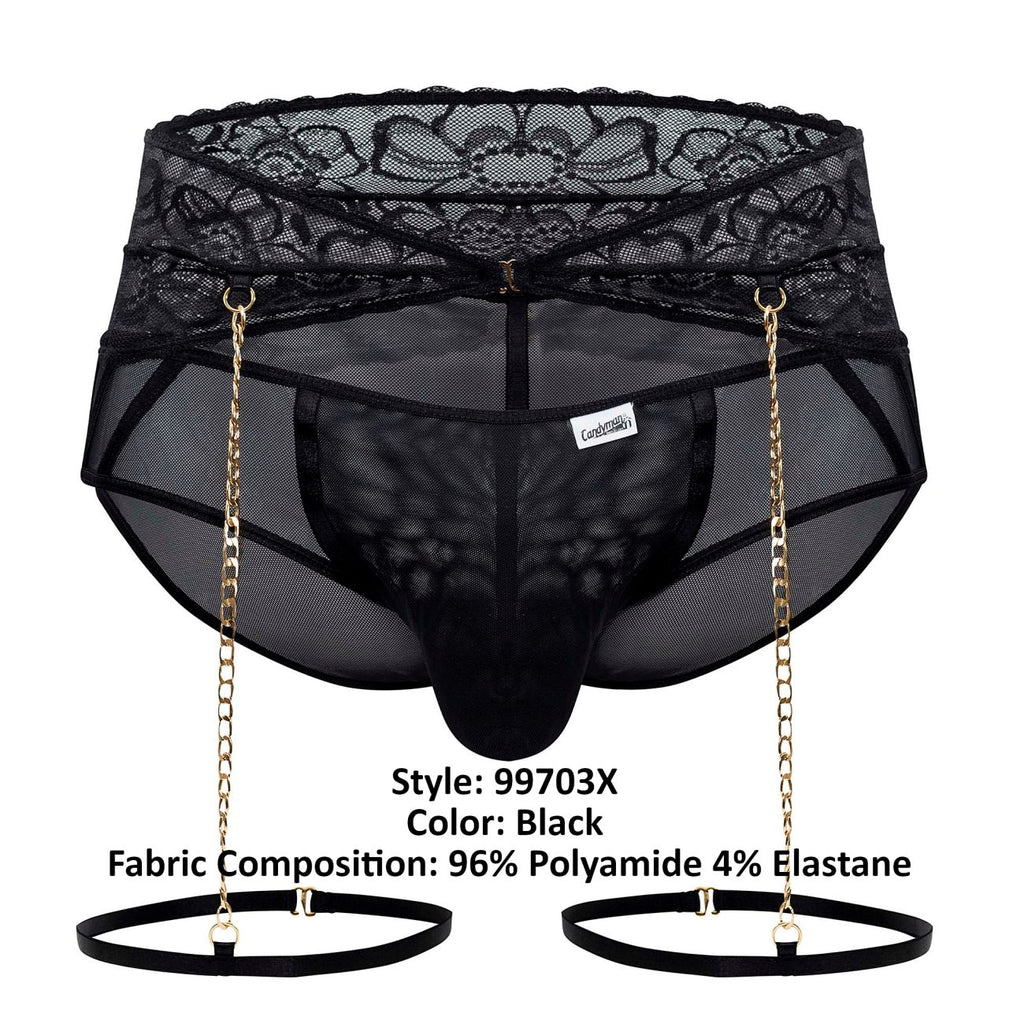CandyMan Men's Underwear 99703X Garter Briefs Two Piece Set Color Black