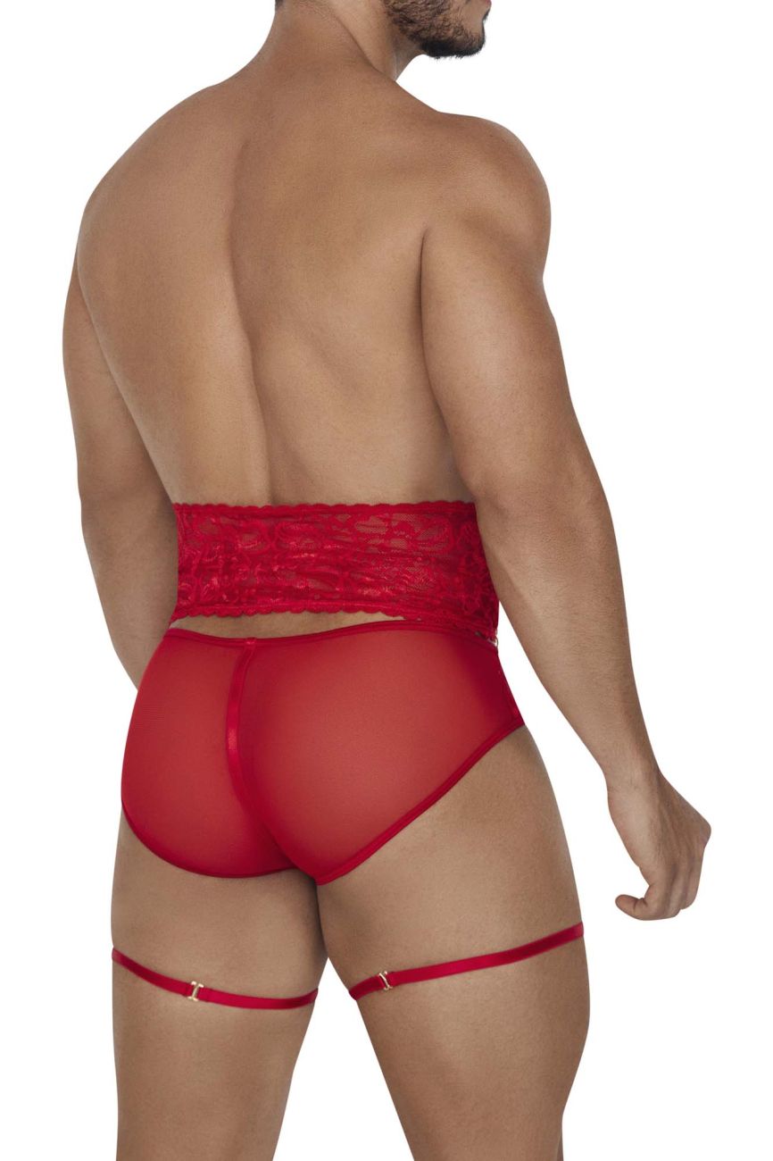 CandyMan Men's Underwear 99703X Garter Briefs Two Piece Set Color Red