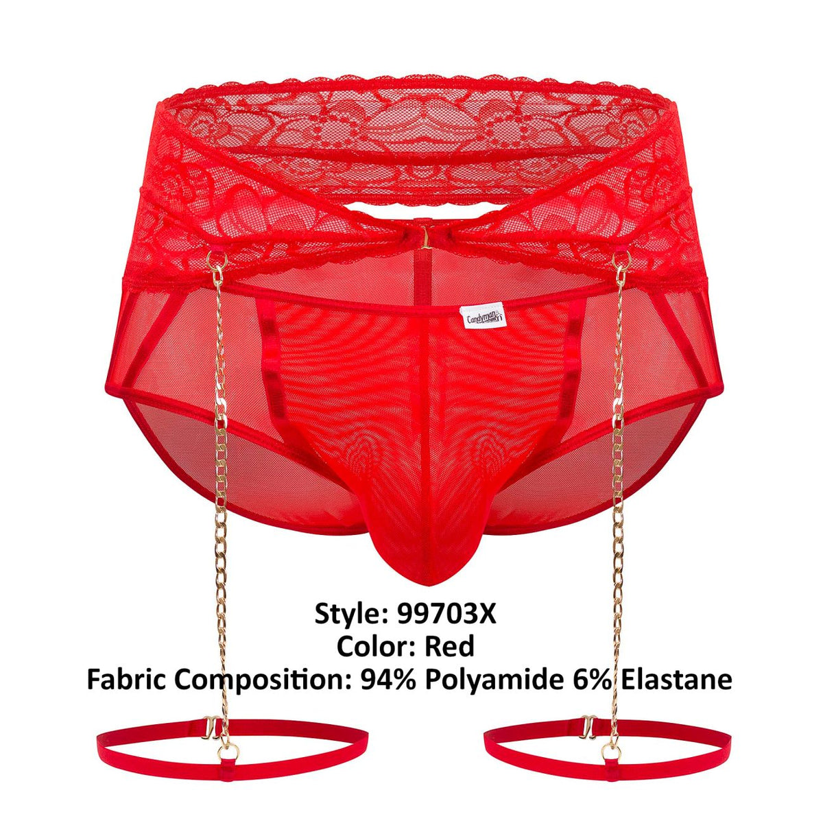 CandyMan Men's Underwear 99703X Garter Briefs Two Piece Set Color Red
