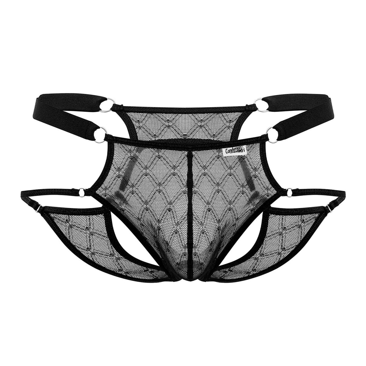 CandyMan Men's Underwear 99730 Lace Jockstrap Color Black