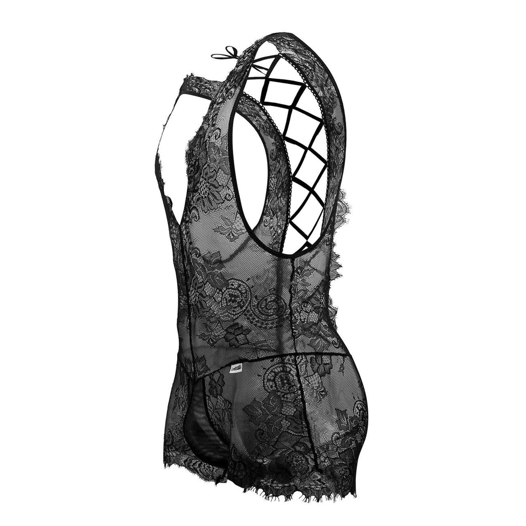 CandyMan Men's Underwear 99743 Lace Bodysuit Color Black