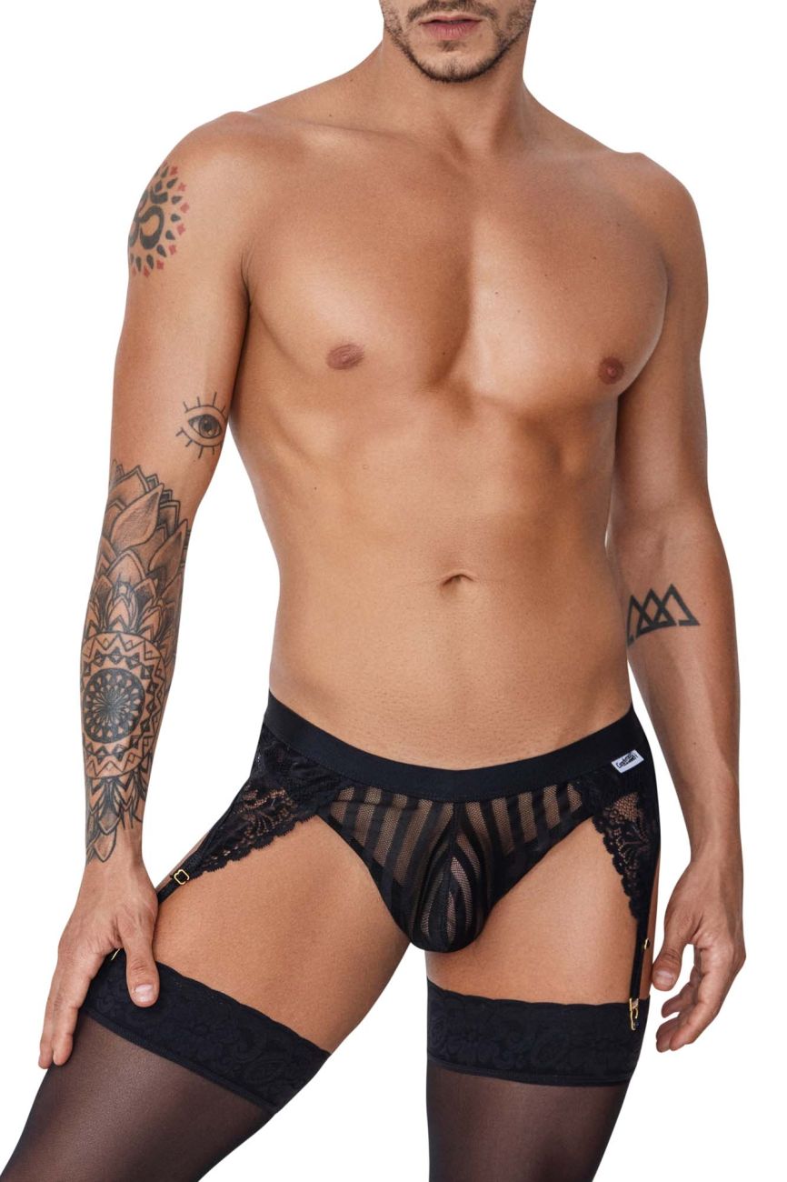 CandyMan Men's Underwear 99766 Garter Thongs Color Black