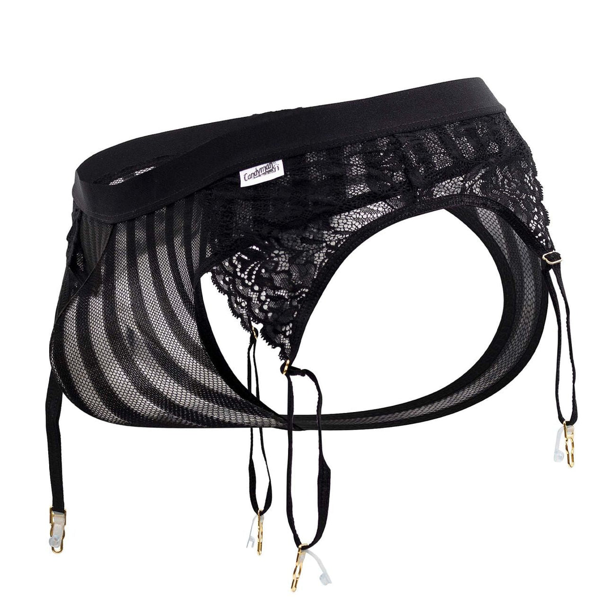 CandyMan Men's Underwear 99766 Garter Thongs Color Black