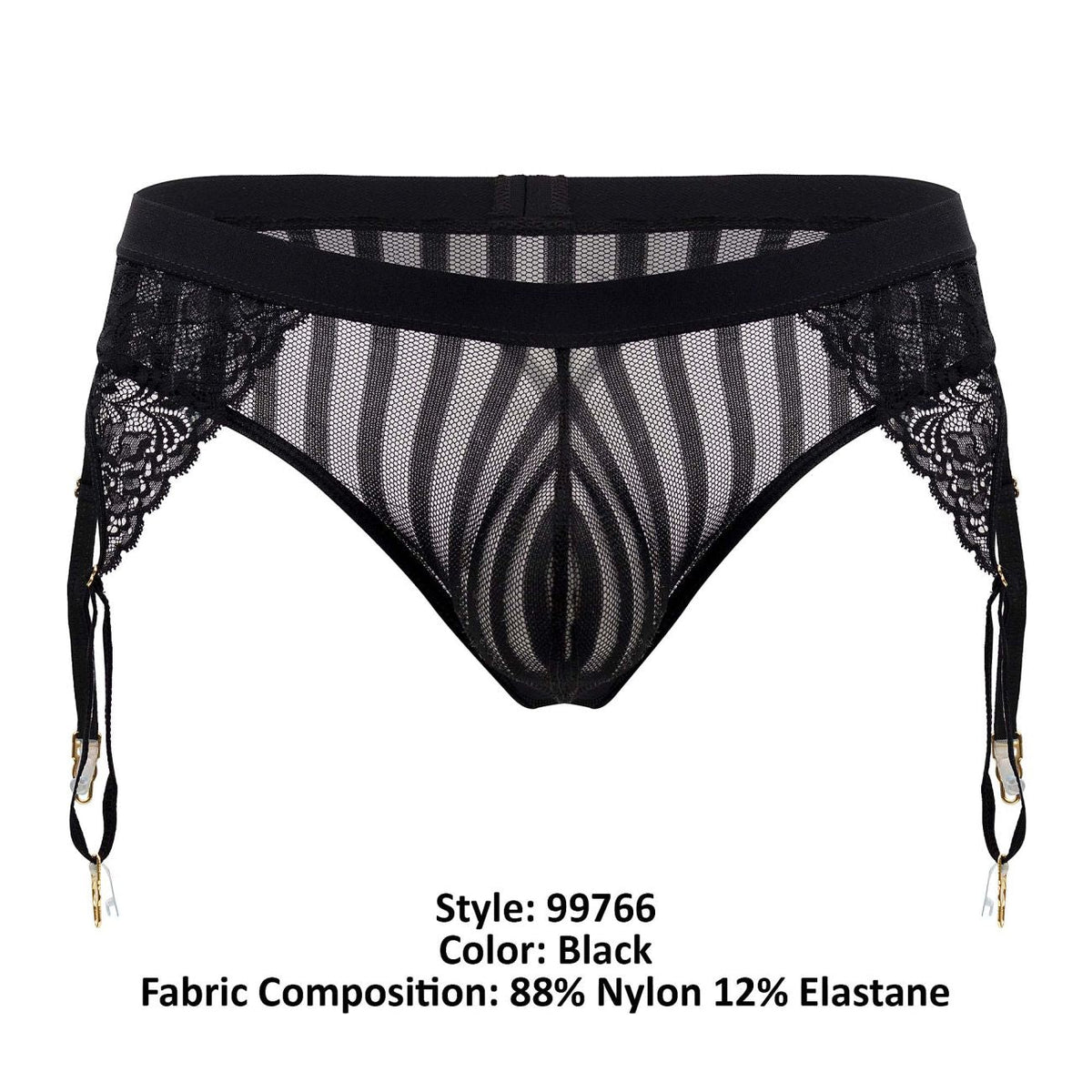 CandyMan Men's Underwear 99766 Garter Thongs Color Black