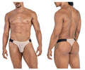 CandyMan Men's Underwear 99771 Mesh Thongs Color Beige