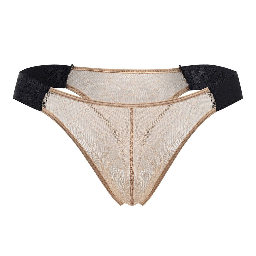 CandyMan Men's Underwear 99771 Mesh Thongs Color Beige