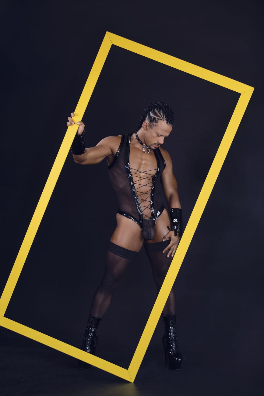 CandyMan Men's Underwear 99774 Gladiator Bodysuit Color Black