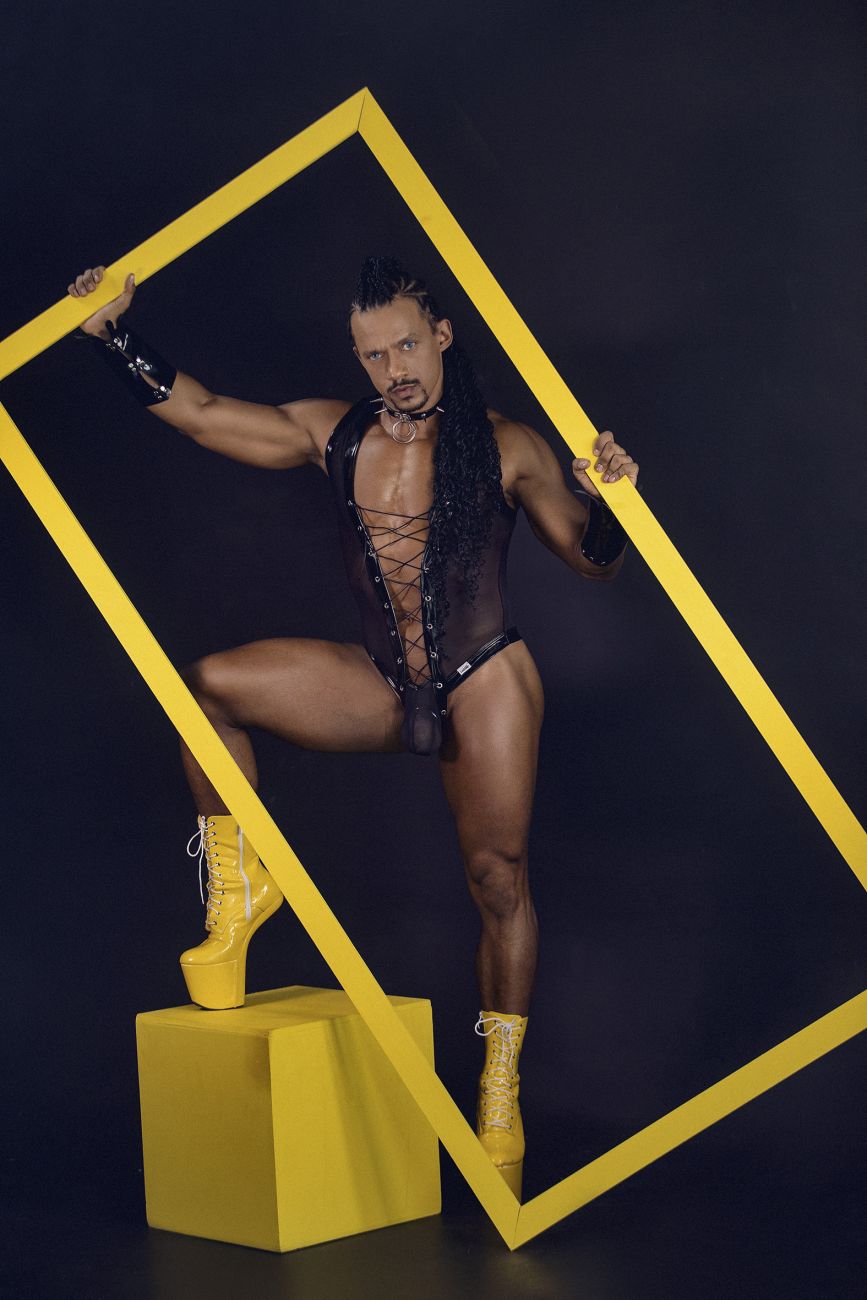 CandyMan Men's Underwear 99774 Gladiator Bodysuit Color Black