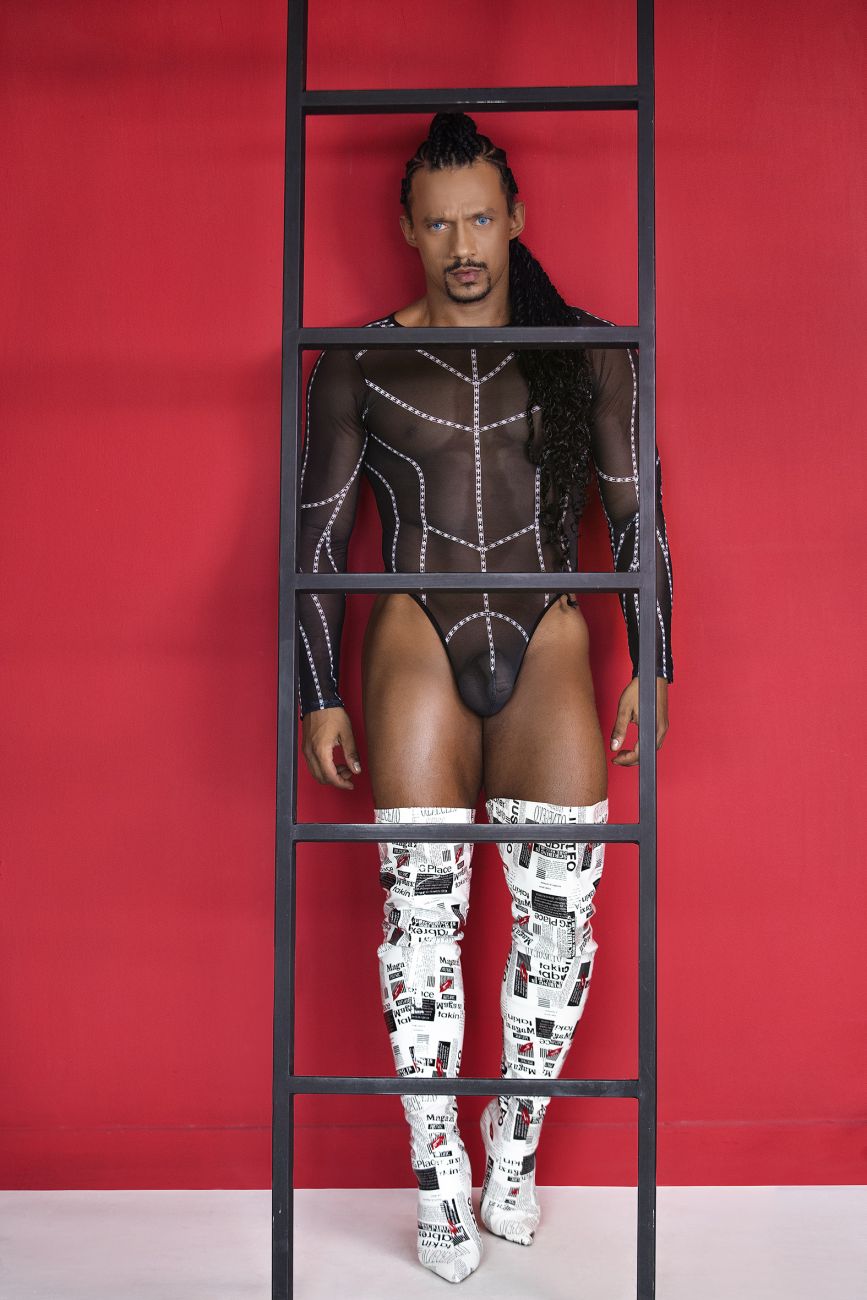 CandyMan Men's Underwear 99816 Mesh Bodysuit Color Black
