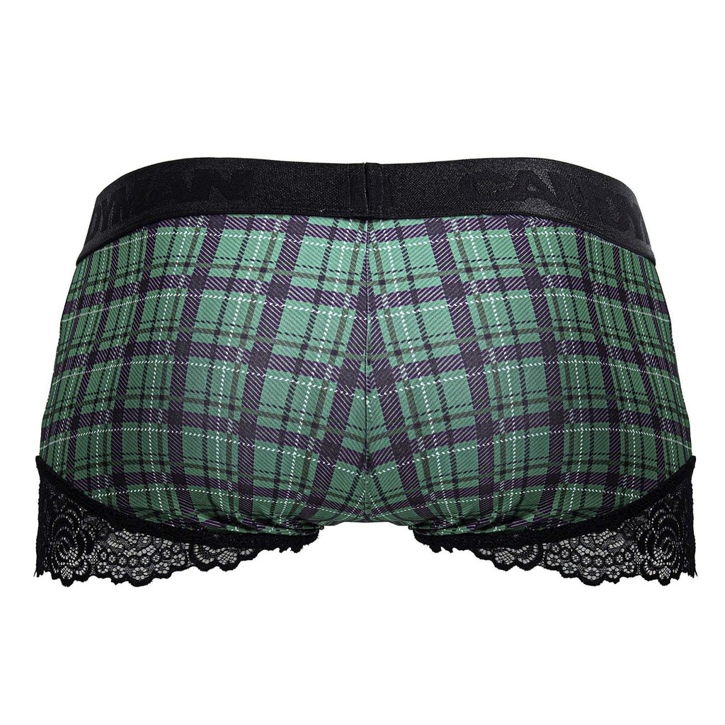 CandyMan Men's Underwear 99821 Back to School Trunks Color Green Plaid