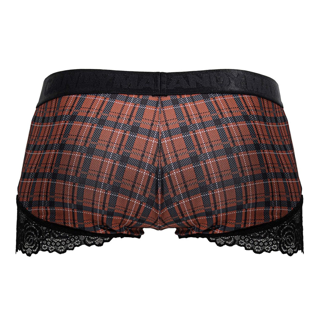CandyMan Men's Underwear 99821 Back to School Trunks Color Red Plaid