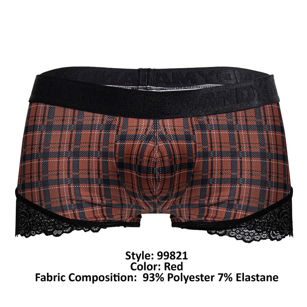 CandyMan Men's Underwear 99821 Back to School Trunks Color Red Plaid