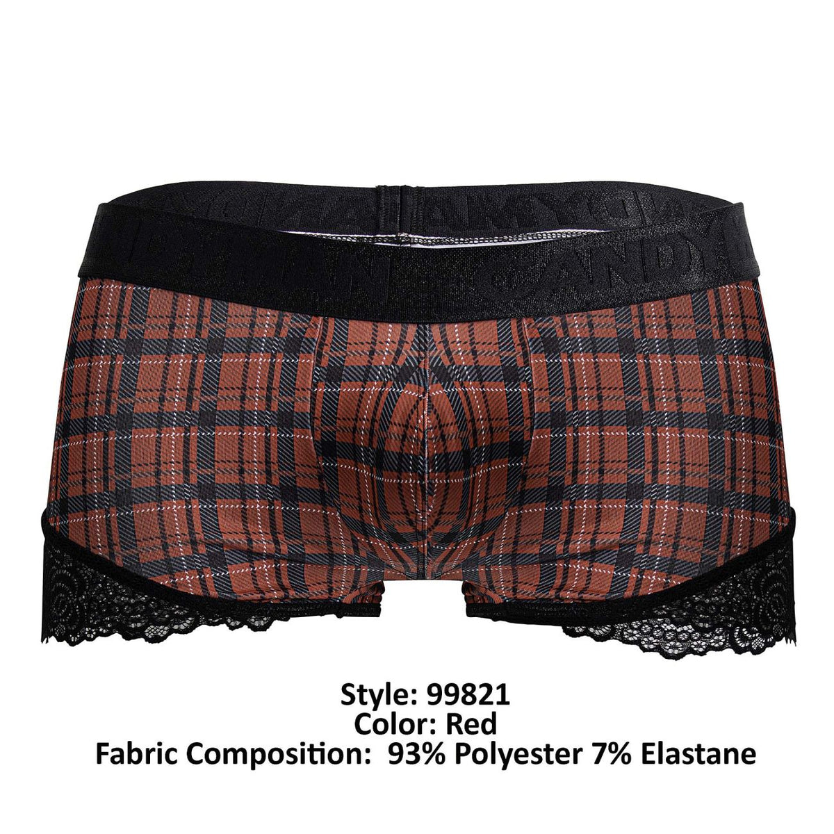 CandyMan Men's Underwear 99821 Back to School Trunks Color Red Plaid