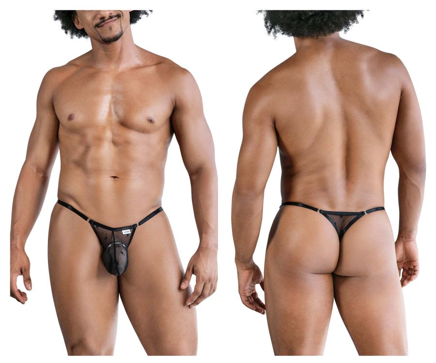 CandyMan Men's Underwear 99824 Mesh Thongs Color Black