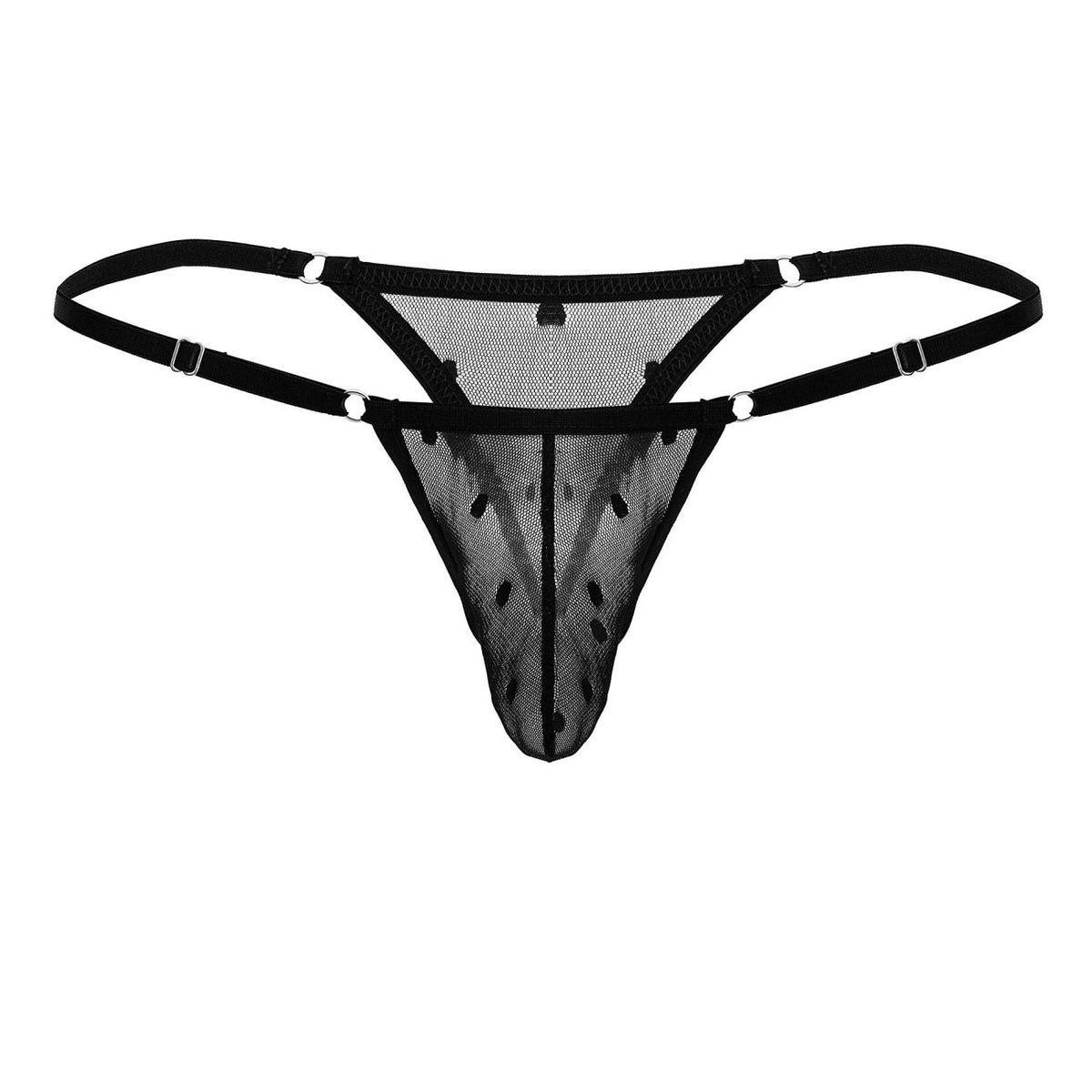 CandyMan Men's Underwear 99824 Mesh Thongs Color Black