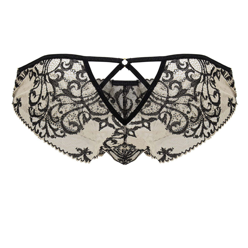 CandyMan Men's Underwear 99830 Lace Briefs Color Nude-Black