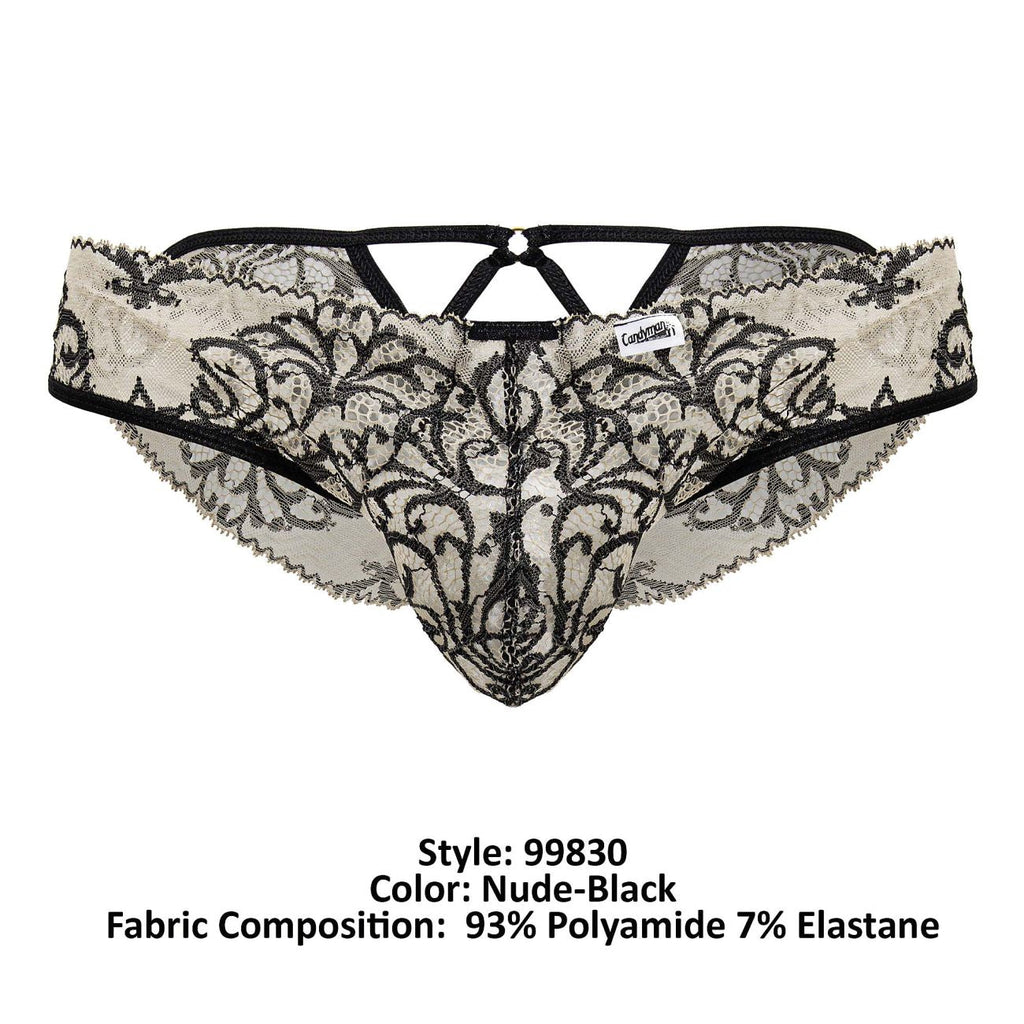CandyMan Men's Underwear 99830 Lace Briefs Color Nude-Black