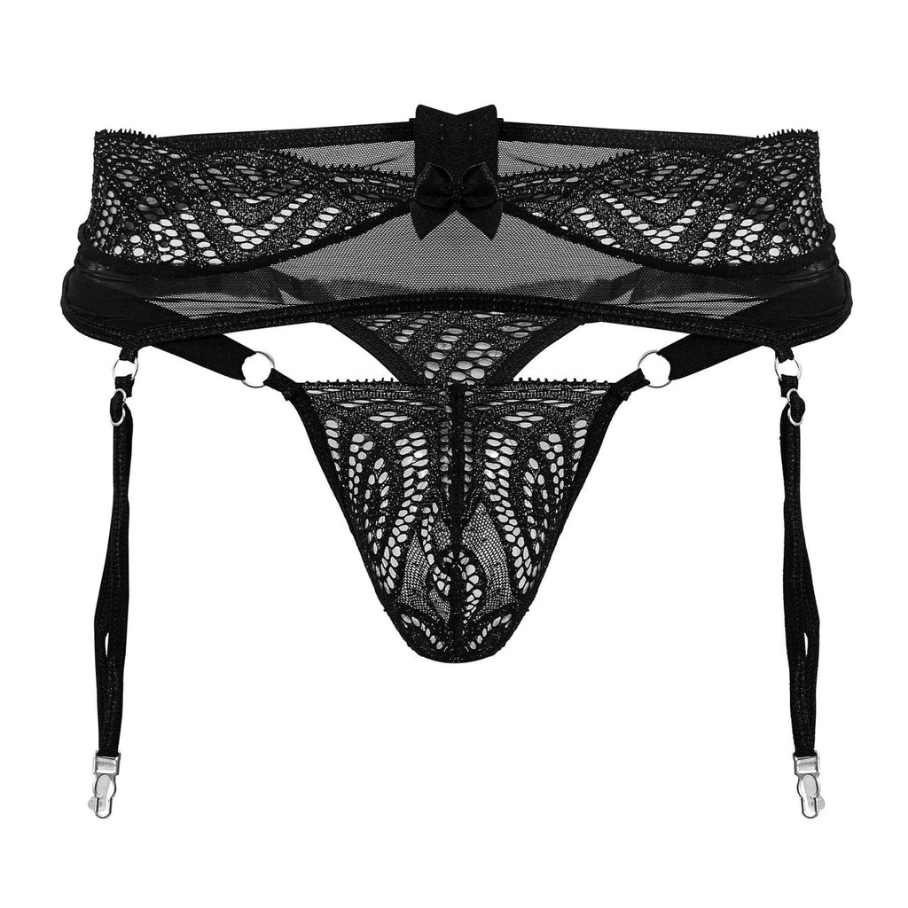 CandyMan Men's Underwear 99837 Lace-Garter Outfit Color Black