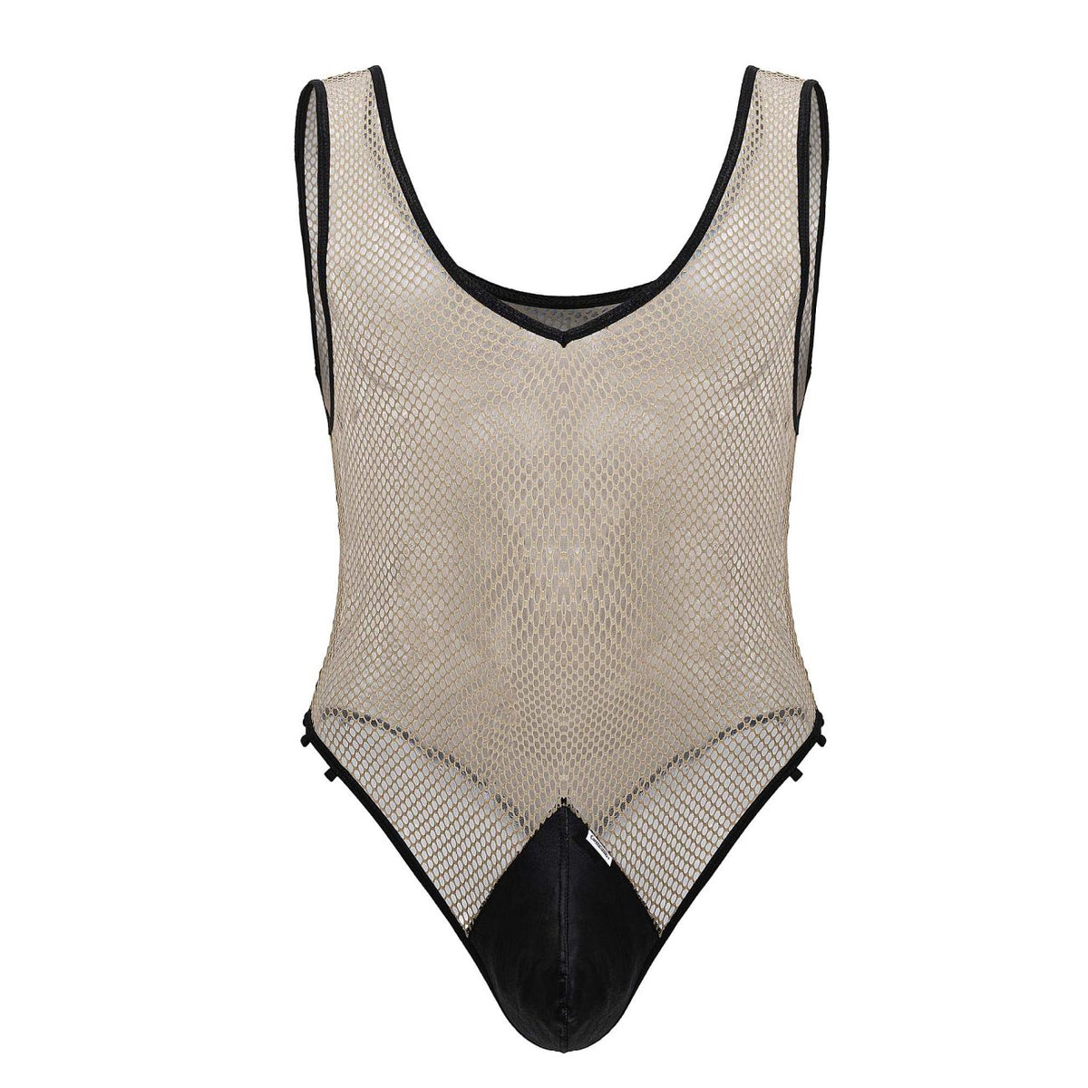 CandyMan Men's Underwear 99858 Fishnet Bodysuit Color Beige-Black