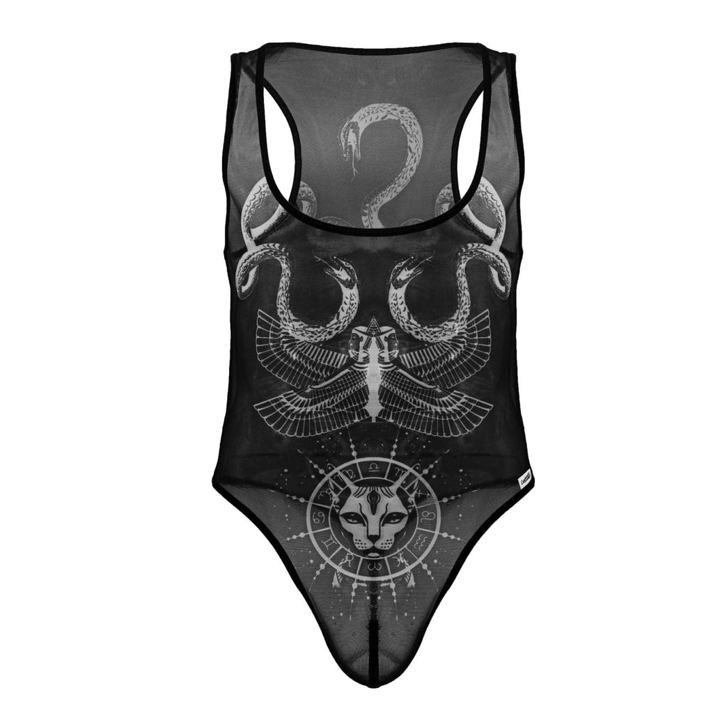 CandyMan Men's Underwear 99869 Egyptian Bodysuit Color Black-White