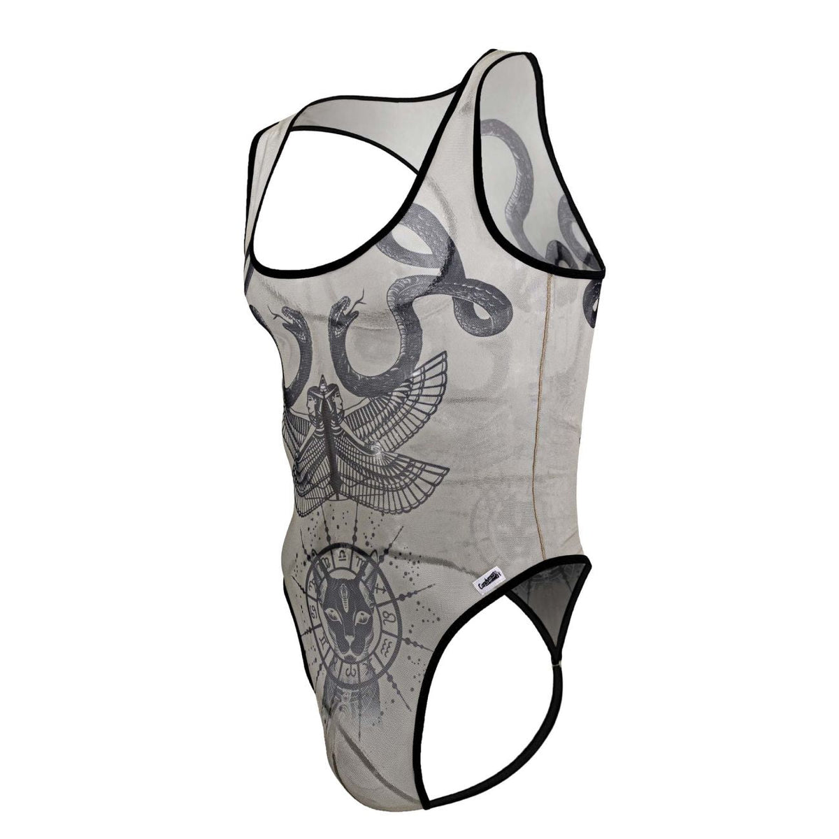 CandyMan Men's Underwear 99869 Egyptian Bodysuit Color Nude-Black