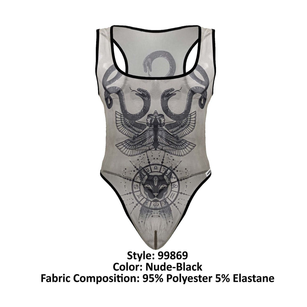 CandyMan Men's Underwear 99869 Egyptian Bodysuit Color Nude-Black