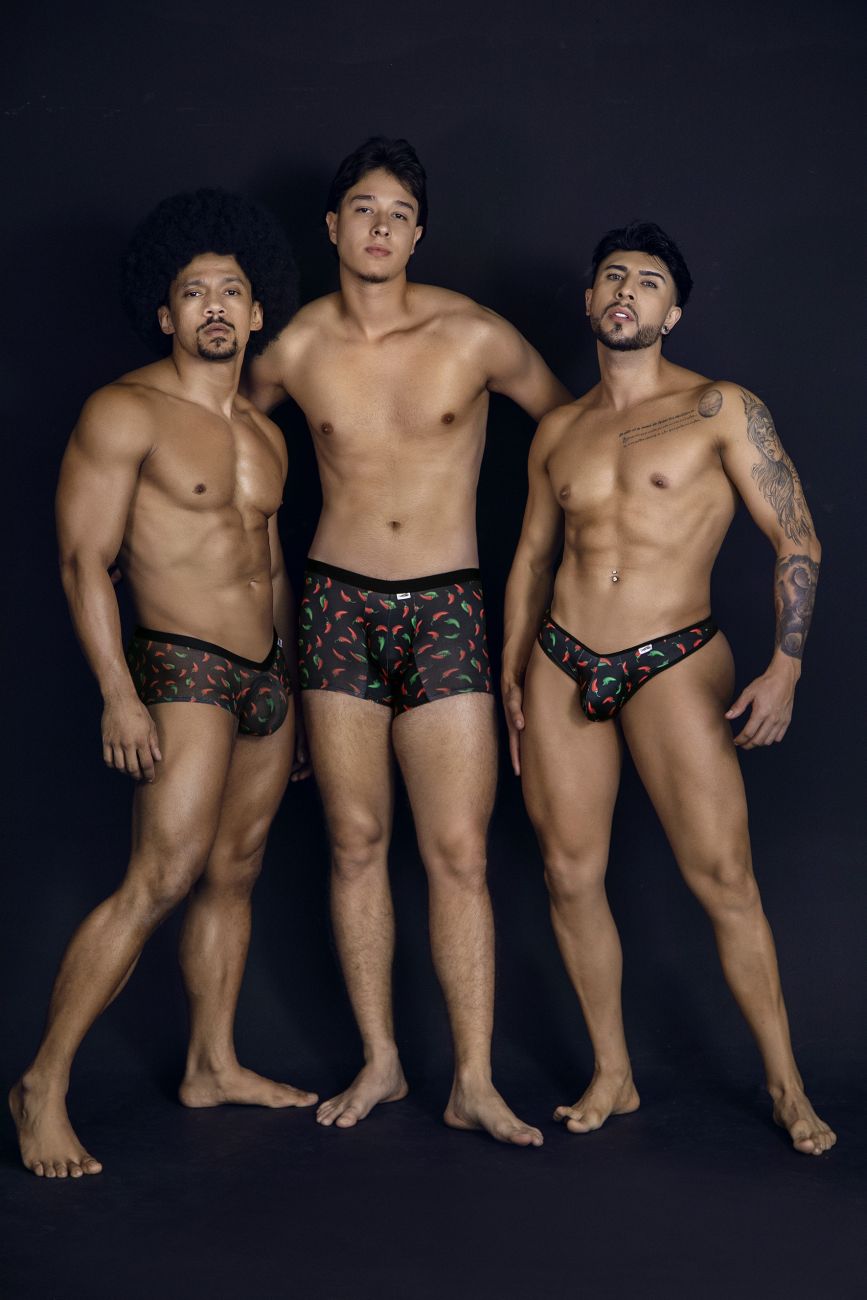 CandyMan Men's Underwear 99873 Chili pepper Trunks Color Black Print