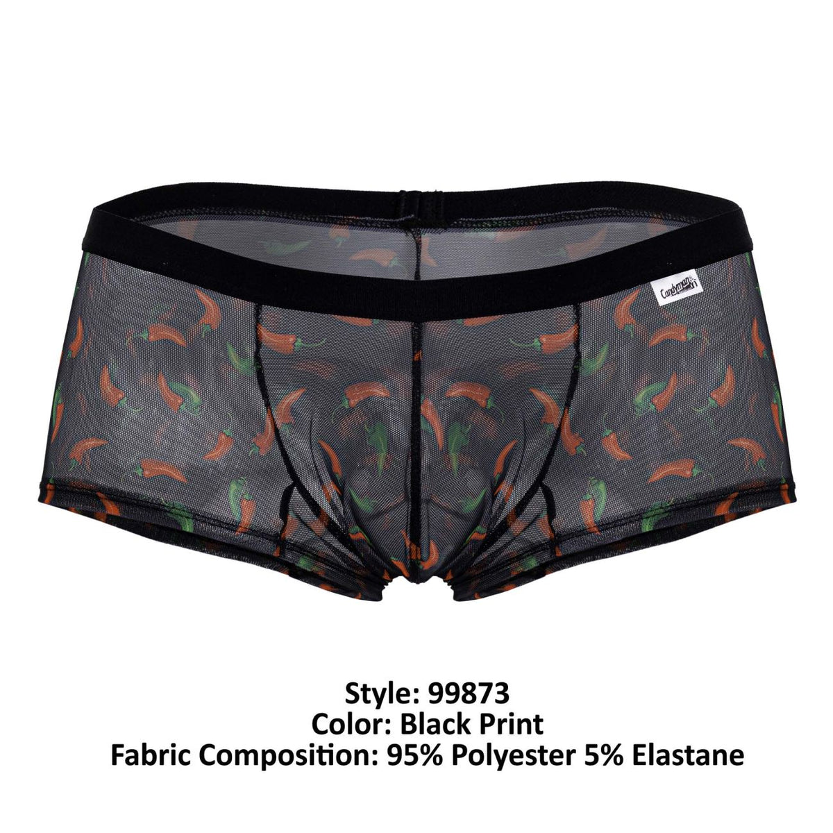 CandyMan Men's Underwear 99873 Chili pepper Trunks Color Black Print