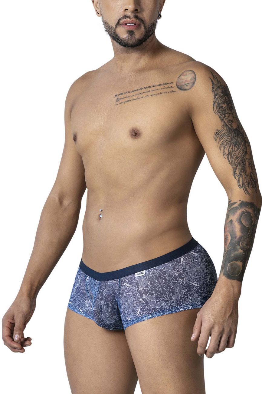CandyMan Men's Underwear 99873 Water prints Trunks Color Blue-White