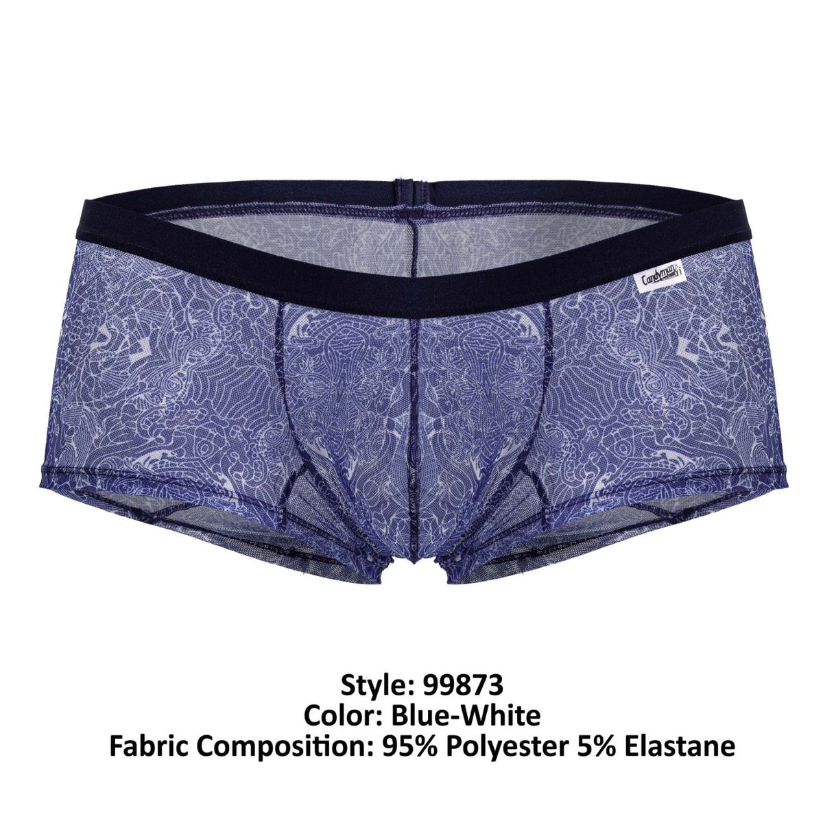 CandyMan Men's Underwear 99873 Water prints Trunks Color Blue-White