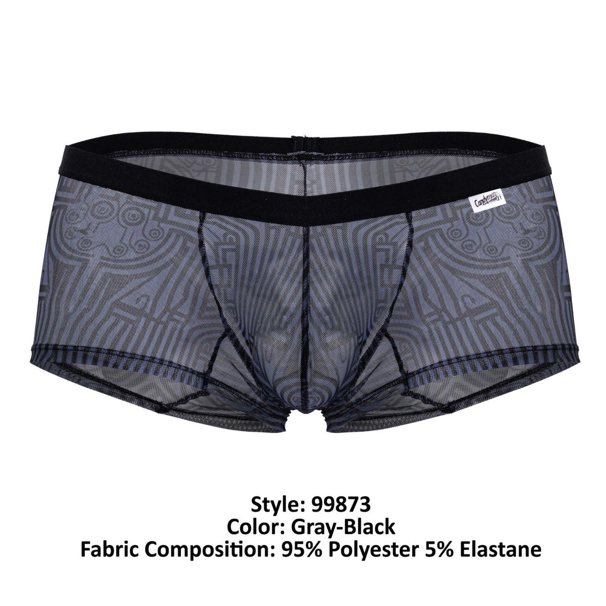 CandyMan Men's Underwear 99873 Egyptian Trunks Color Gray-Black