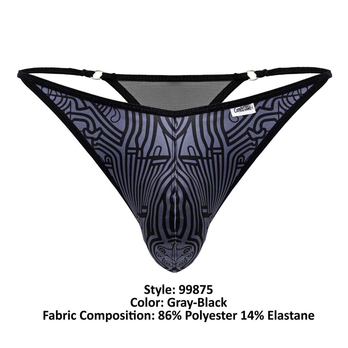 CandyMan Men's Underwear 99875 Egyptian Thongs Color Gray-Black