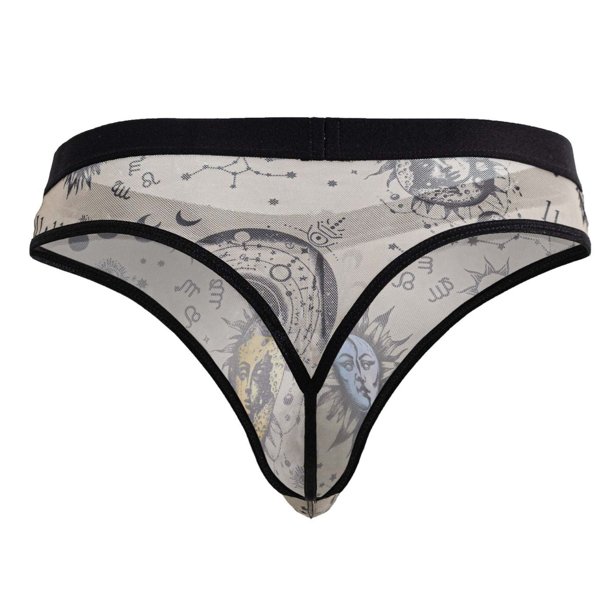 CandyMan Men's Underwear 99885 Sun Moon Thongs Color Nude-Black