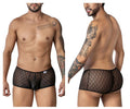 CandyMan Men's Underwear 99896 Geometric Mesh Trunks Color Black