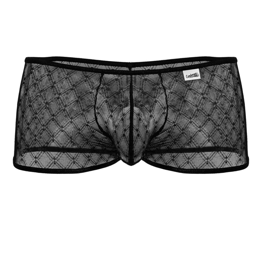CandyMan Men's Underwear 99896 Geometric Mesh Trunks Color Black