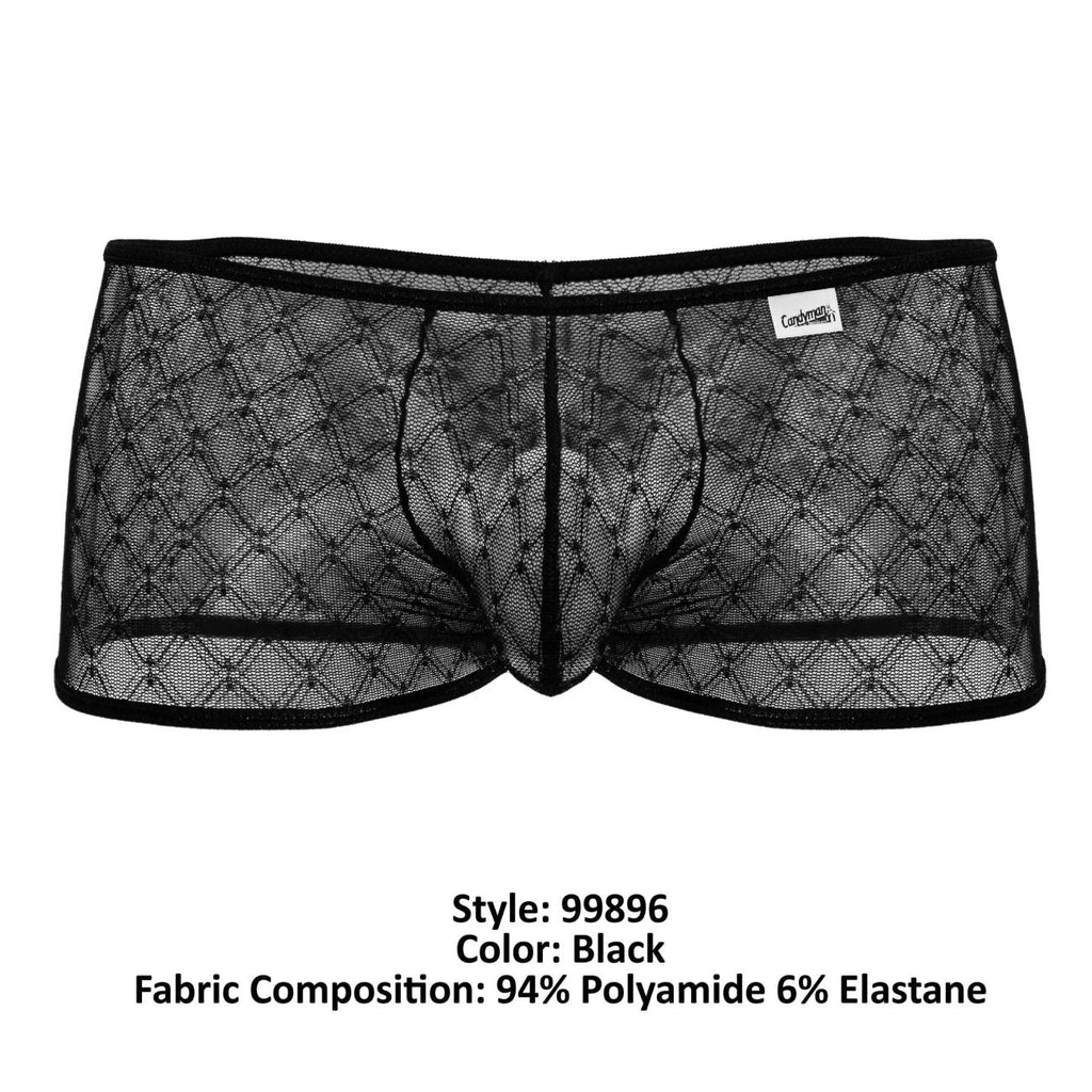 CandyMan Men's Underwear 99896 Geometric Mesh Trunks Color Black