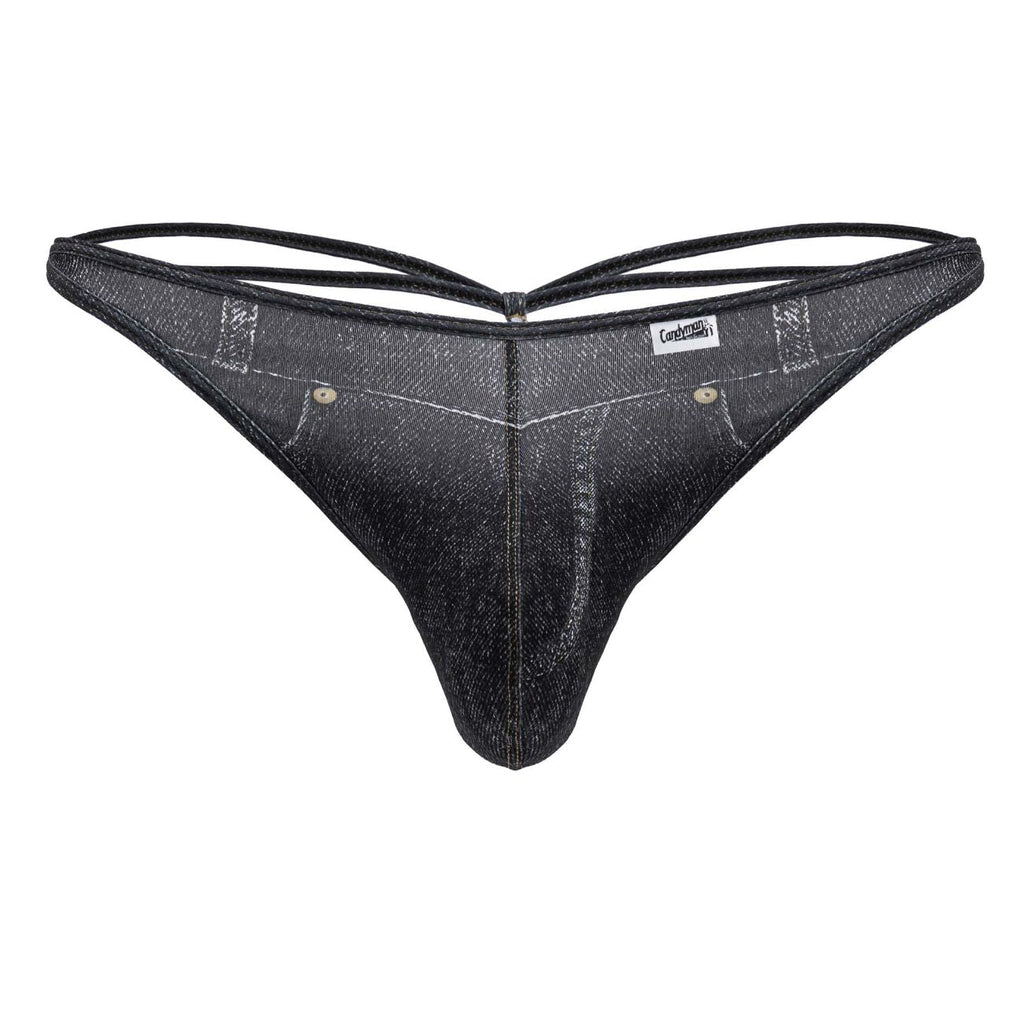 CandyMan Men's Underwear 99899 Cowboy Thongs Color Denim Black