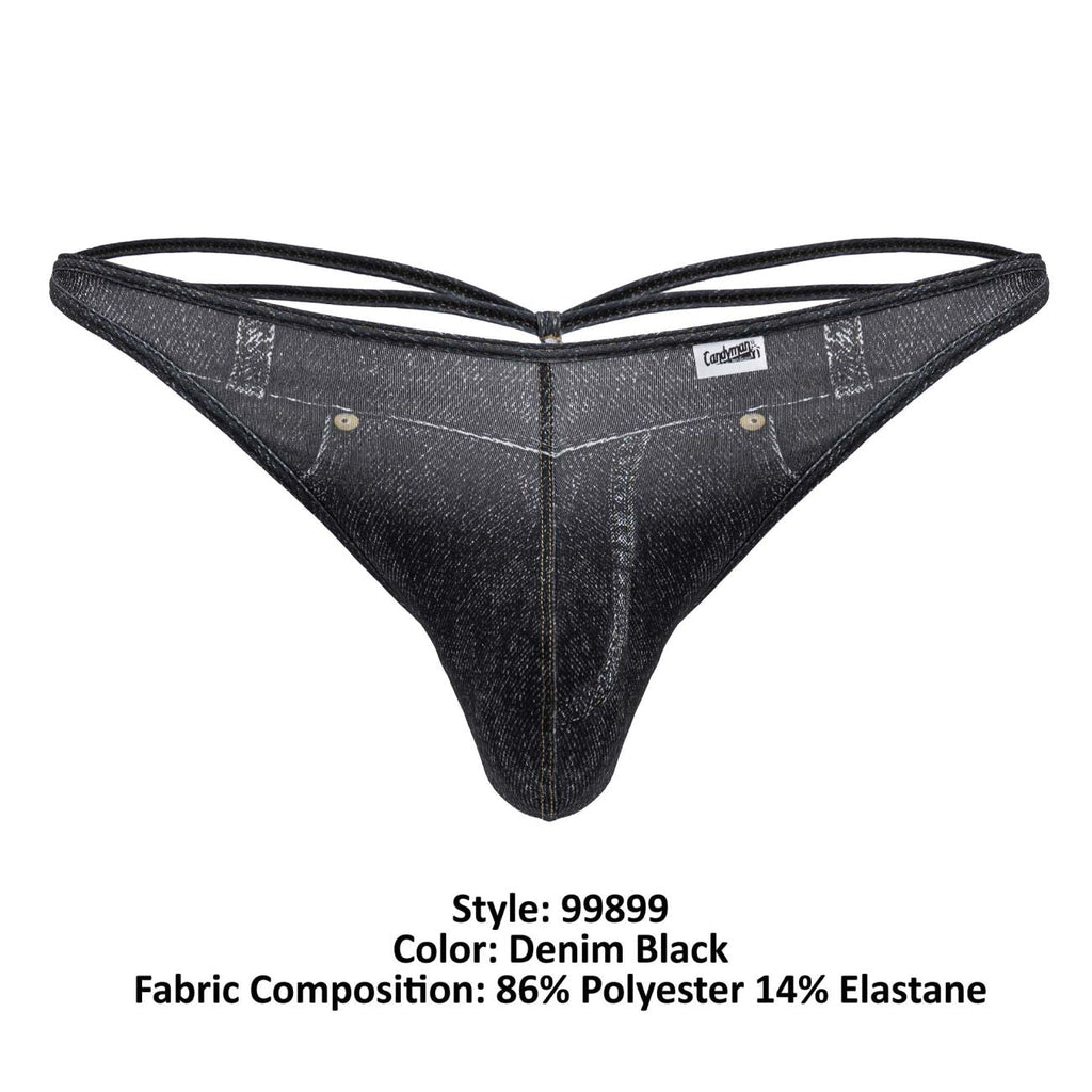 CandyMan Men's Underwear 99899 Cowboy Thongs Color Denim Black