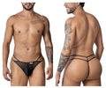 CandyMan Men's Underwear 99903 Geometric Mesh Thongs Color Black